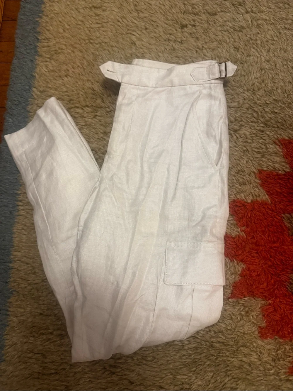 Banana Republic White Linen Cargo Pants